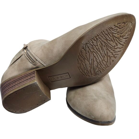 Esprit Tally Ankle Booties Womens 9.5M Taupe Faux Suede Side Zip Buckle Casual - Picture 7 of 9